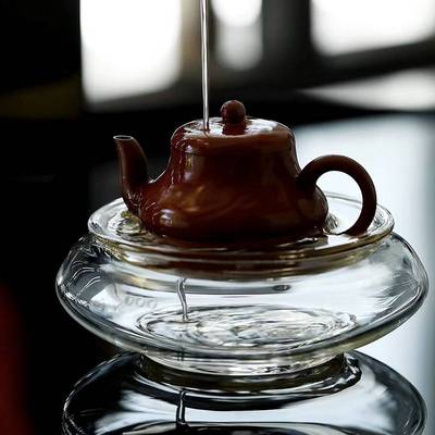 宜室茶话日式玻璃祥云壶承耐高温茶水盂双层茶渣桶干泡台茶道配件