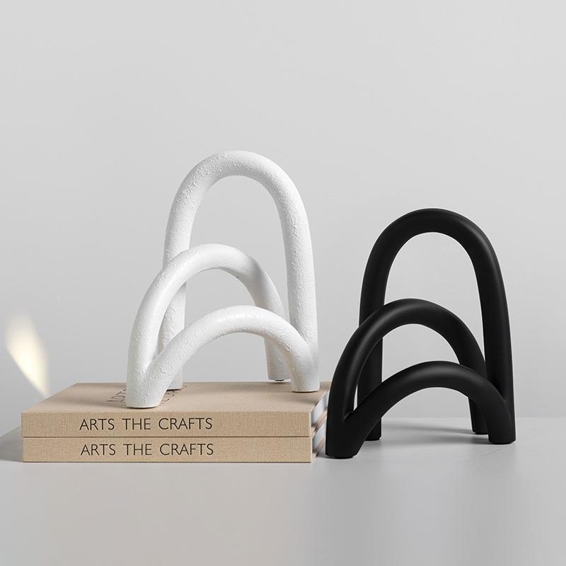 电现代简约客样板树脂拱形桥房设计师摆件厅视柜几何创NRA意软装