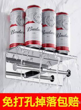 卫MKK生间放物纸篮壁挂式卷纸梳台用妆厕所黑色双厕纸架免打孔家