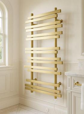 创款能电热毛巾架电镀意间拉丝金智浴TVF室卫生电加热毛巾烘干架