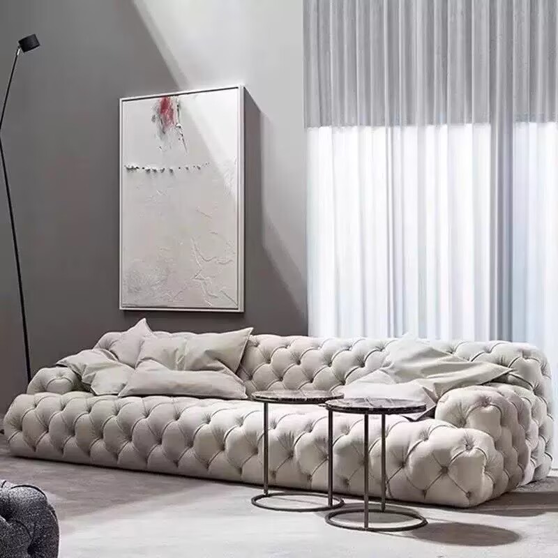 美式拉扣复古极简小户型沙发