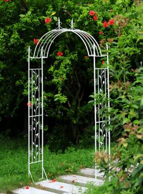式复古铁艺架欧做藤旧拱门庭院月季爬藤架花花园铁KPF线莲爬架葡