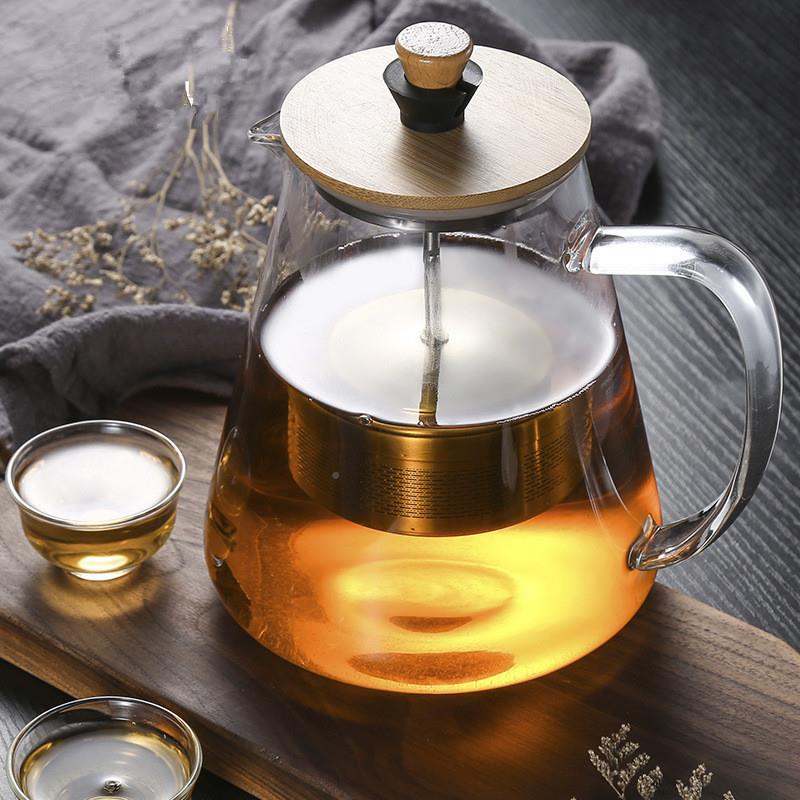 加厚硼硅耐热玻97璃茶壶高可卸不拆锈花钢过滤茶壶泡茶壶可直火加