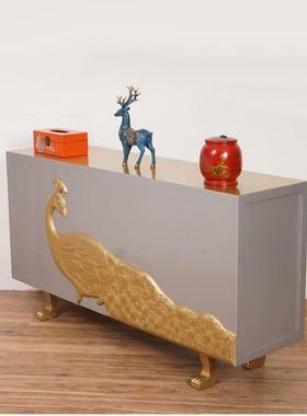 新中式蓝色关柜进门隔断复古门玄客柜厅厅餐厅仿古屏风置物装9932