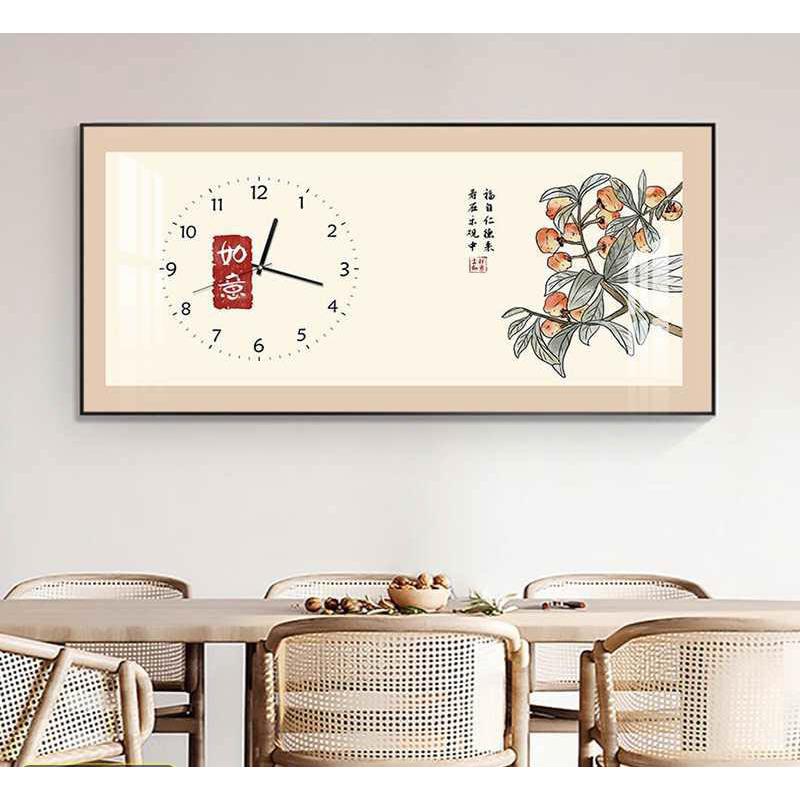 新中式装万历画电子钟表餐厅画挂钟墙上画创意钟表客饰厅家用YJG
