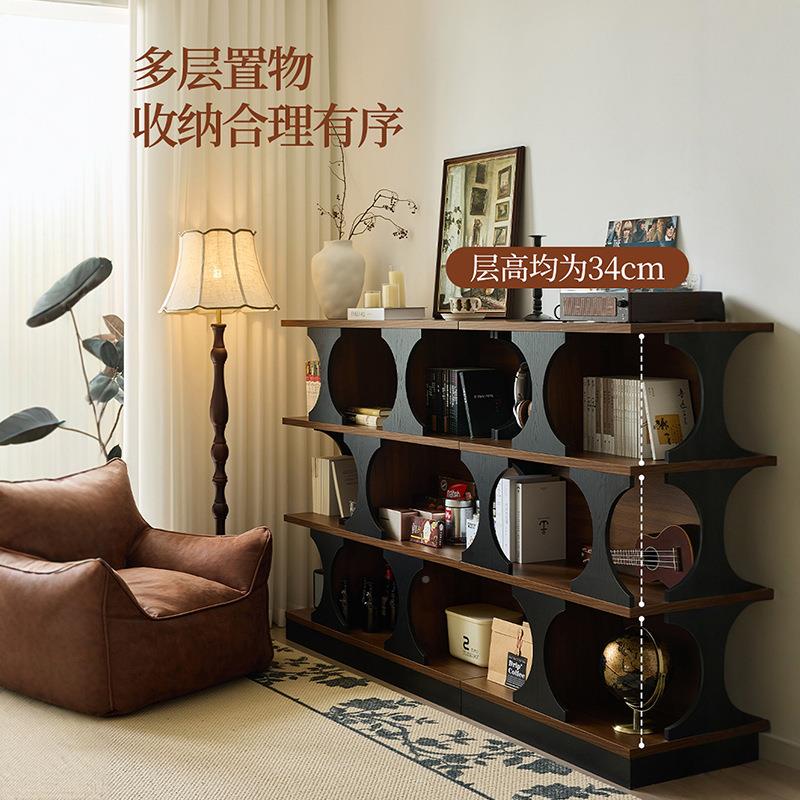 实木书架客厅物436架物中古风玄关柜可组书合置物柜靠墙置一体储