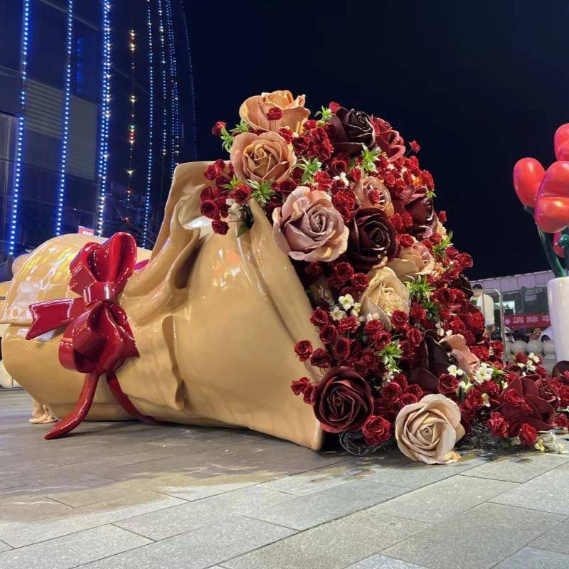 玻璃钢花束造型雕塑户外防耐候景道区306商场水互动置商业美陈装