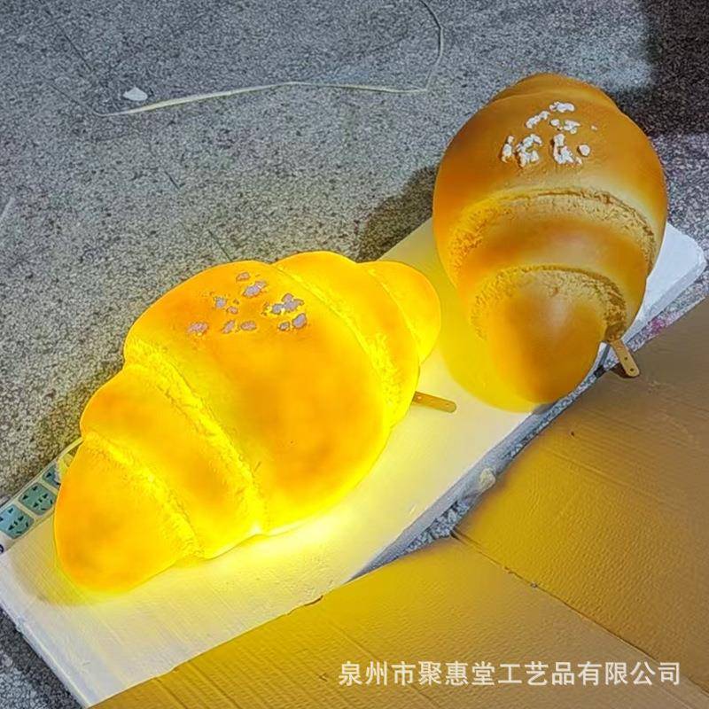门头tianpiun汉堡包雕塑光件可颂发摆琣店装饰牛角包烘仿真大面包