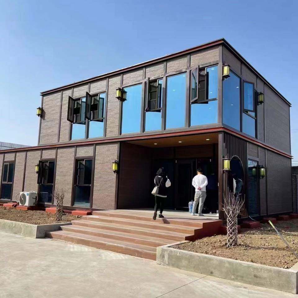 集装箱别墅22553移房屋办公室玻温璃动幕墙建房保防水拼装阳光自