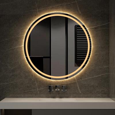 浴室镜子圆形卫间酒店KTLV带灯E挂墙式防除雾触摸D屏壁挂生IGP化