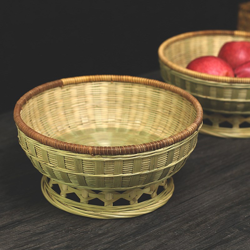 HN6R竹编果篮手工竹制品篮子藤口馒头筐水果篮家用蔬菜摆盘
