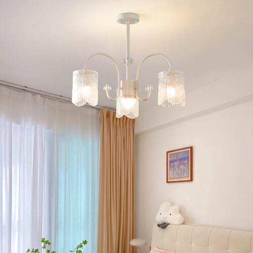 水晶吊灯现简约奶油风大厅灯具法式轻奢玻璃创意造型新款客厅灯