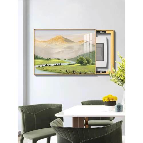 北欧简约现代饭厅电表箱装饰画 画山水风景画 画电闸配电箱电源遮