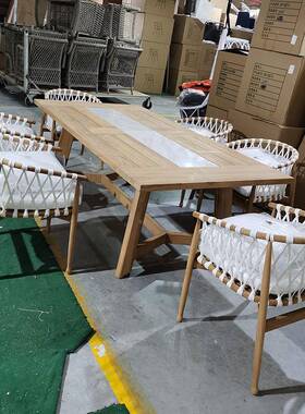 厂家直供缅/美柚木桌VYT椅组合甸墅户外别南庭院花园椅子休闲餐桌