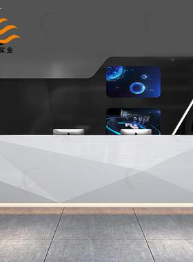 简约玻璃钢漆异形前大台酒公司厅接待台白色CS-0078造型艺术店桌