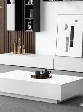 电视柜式家具用意极简现代黑色木质小家户VUO型几茶电视柜落地柜