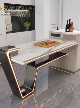 L7岩板中台餐桌一体抬龙头餐台倒台岛定制开WSD放式厨房饭桌氛围