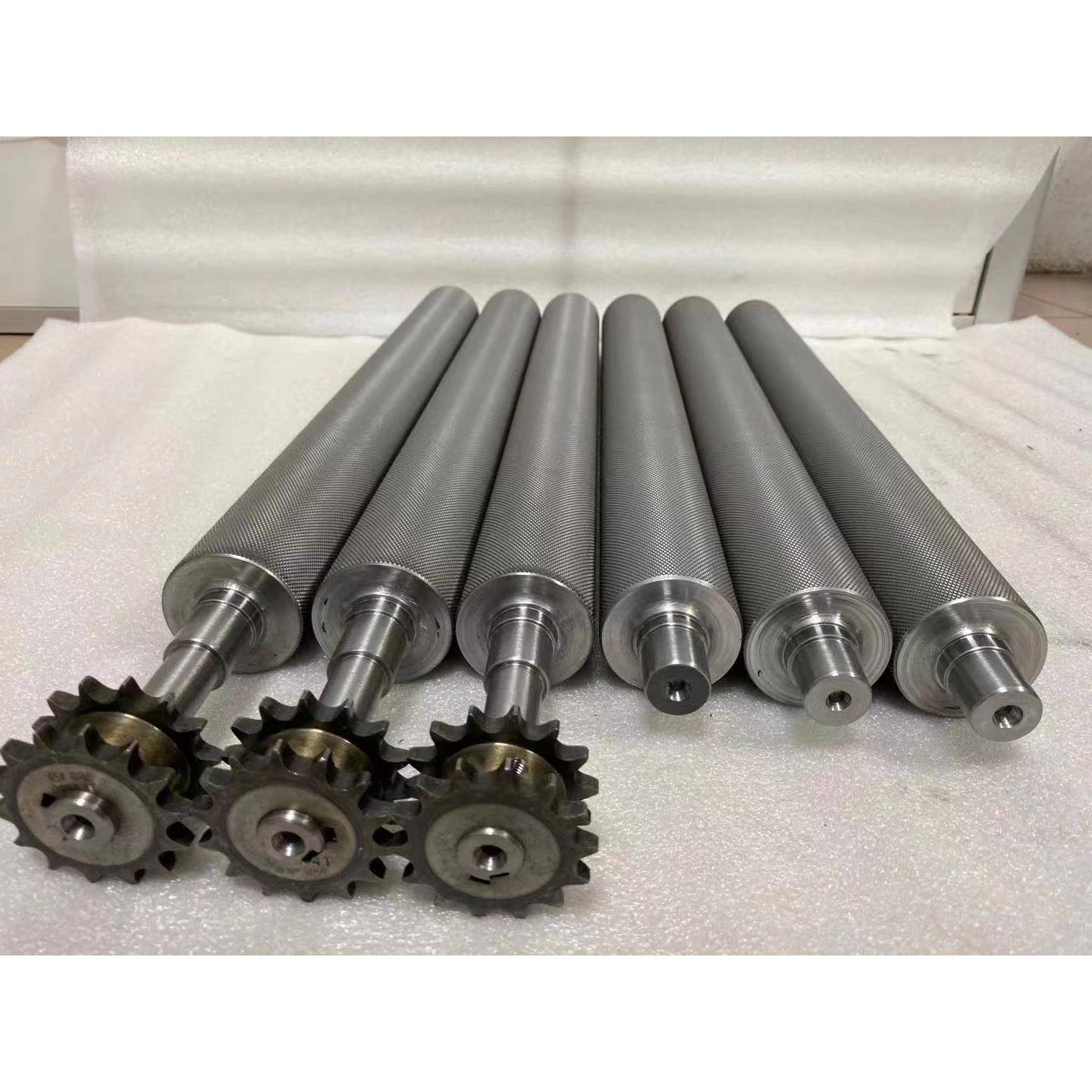 做无动875力流水线托辊主动被动滚轮镀锌滚筒不滚锈钢定轴胶包套