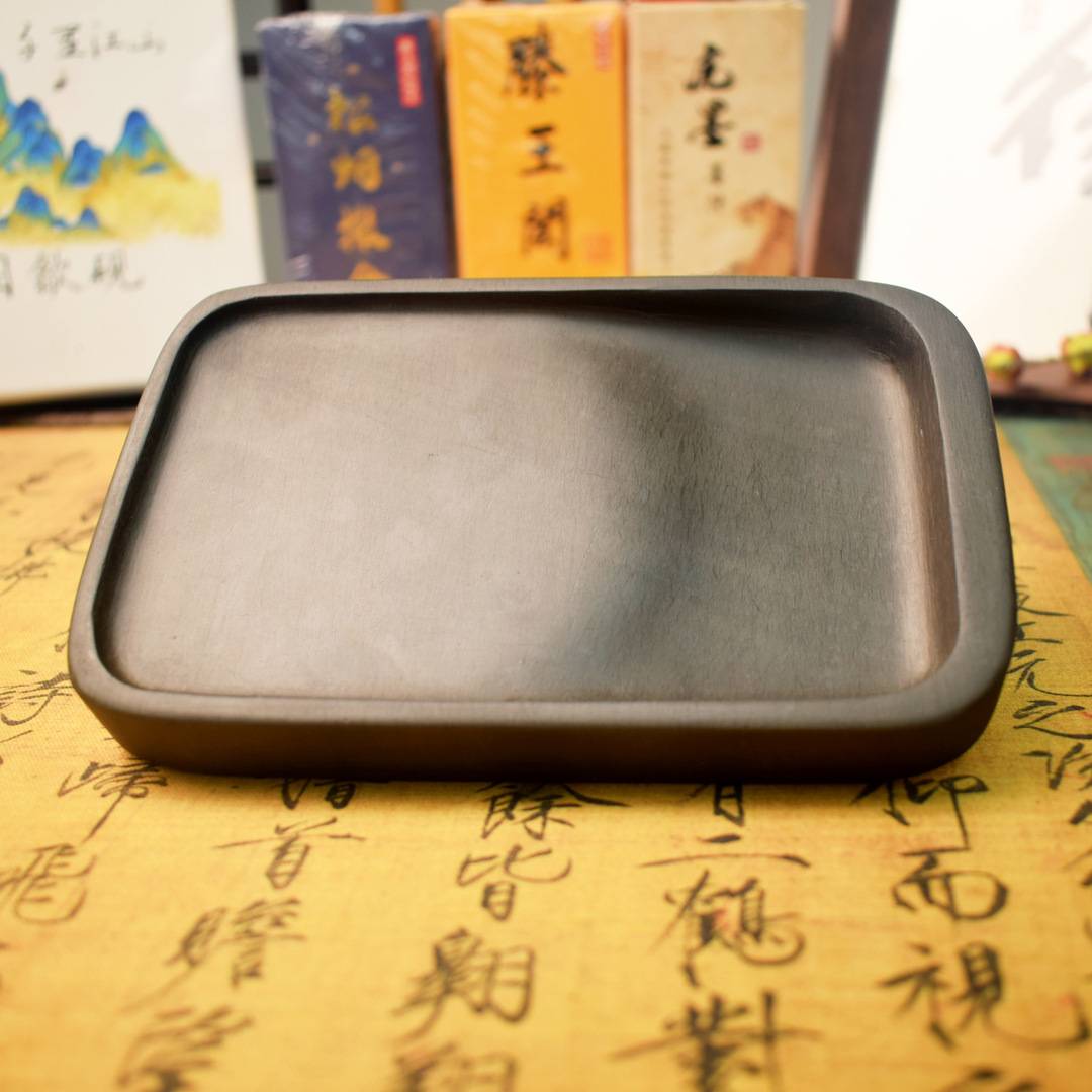 原石八寸淌池砚台歙砚研墨舔笔大楷行书玉山罗纹砚加logo