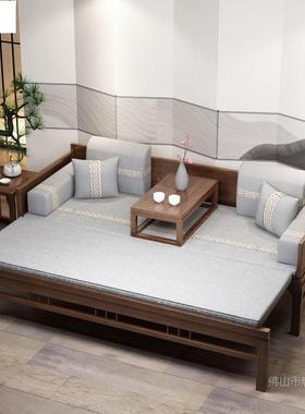 QL新中实木罗汉床式发胡桃木色沙木正宗现代简约极简NIB榆风