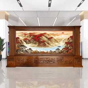 公司单位进门大厅议实木中屏风隔断办挡公室会室入门玄503关遮座