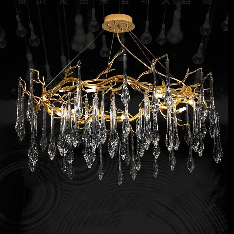 新款轻奢水树晶灯客台卧室枝吊灯创意个性餐厅厅吧733餐厅水晶吊