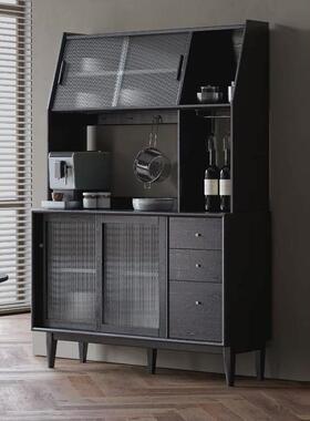 THF全实木木餐边橡黑色复古茶水柜储物柜客厅美柜式法式简约代现