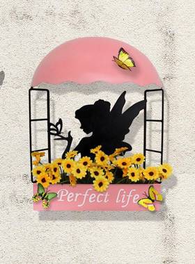 新款奢轻墙上装饰创意HG232134仙花子壁挂铁艺挂饰卧室墙面装挂饰