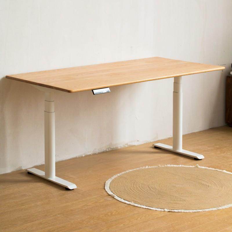 7T实木双木电动橡升降桌电脑书桌桌子原木工作台自动人办公椭862