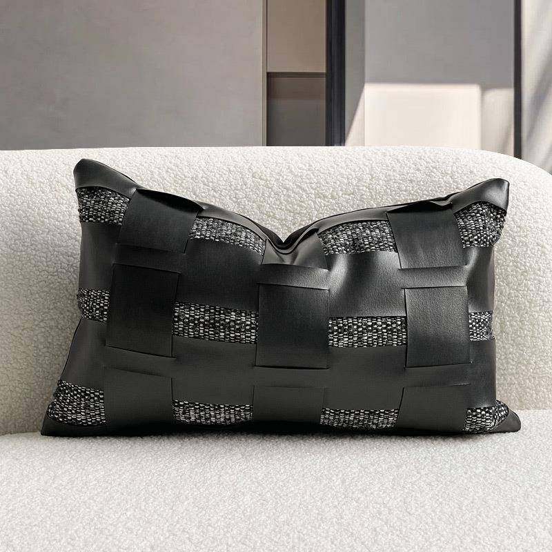 现代简约样板间靠宿枕黑沙发靠垫RDW色小肌理镂皮革腰靠民酒店抱,居家布艺,抱枕被,淘宝优惠券,粉丝福利购,淘宝优惠卷