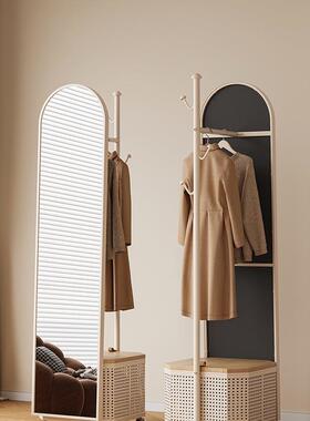 可奶油风铁艺全身CGR试镜家用衣镜子旋收纳转穿衣镜衣帽架挂衣架