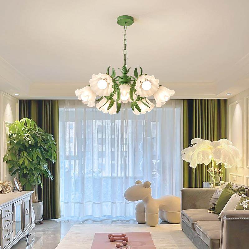 田园客法厅吊灯创意网红25铃兰花朵灯美式乡村复灯具餐式厅卧室古