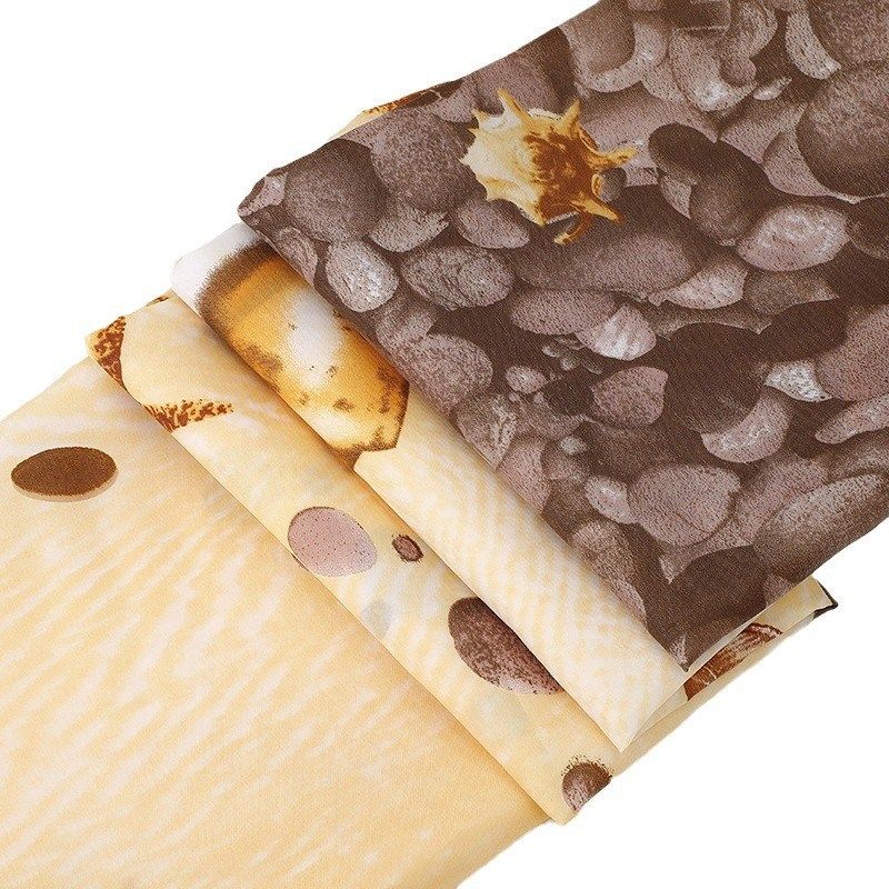 跨境供货防水浴帘加厚涤纶贝壳浴帘布peva挡水窗帘卫生间干湿分离