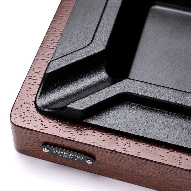 CIGARLOONG茄龙雪茄烟灰缸印加实木合金烟槽创意大口径烟灰缸家用