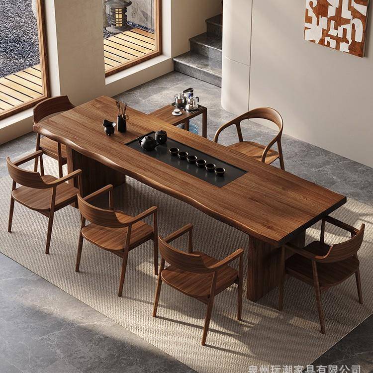 新中式全实木茶桌一体茶客家用泡桌全套办公茶台室会茶桌茶座无品
