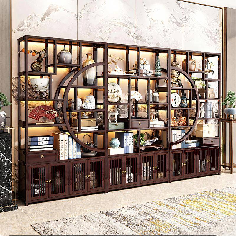 博古架置物多架客多厅功能宝阁新中式地多层隔断展示柜客厅FWW落