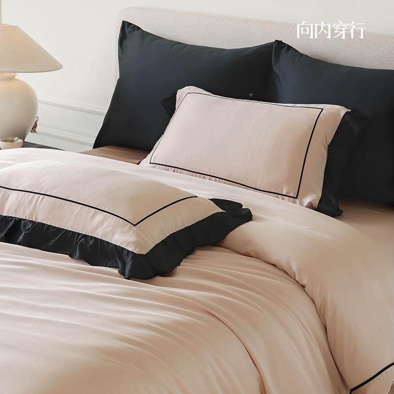 GZ6M向内穿S行ANLS类60兰精天荷叶被边公主风床上四丝件套床单套