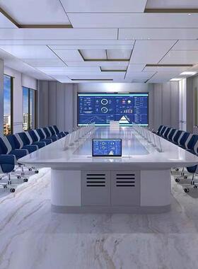 无纸化多功能会无品牌/议桌创智能简现意代会烤漆升降屏显示器大