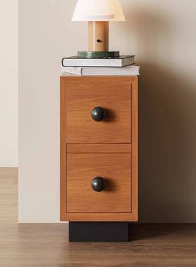 中古风窄床头柜边全实木卧款室收纳柜床床边迷你置物ZFH柜边柜储