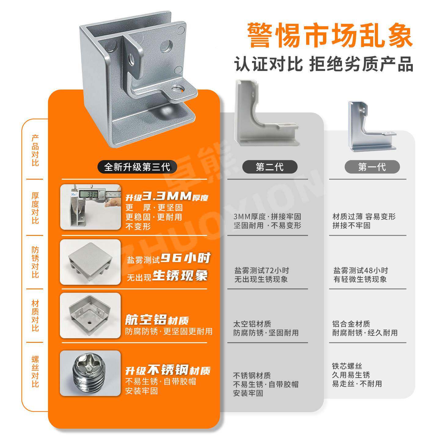 不瓷砖花盆瓷砖夹25直卡扣锈钢角玻璃夹固定扣器花盆鱼缸加固卡铝