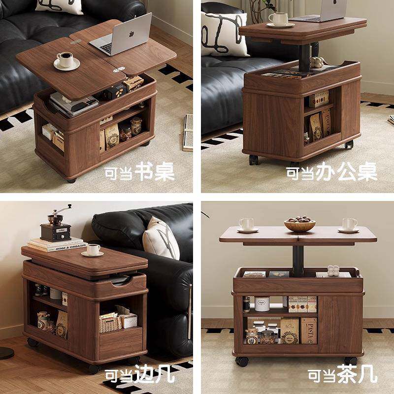 中风家用小户型茶台移动SOU茶几古车可升降茶桌可实木客推厅折叠