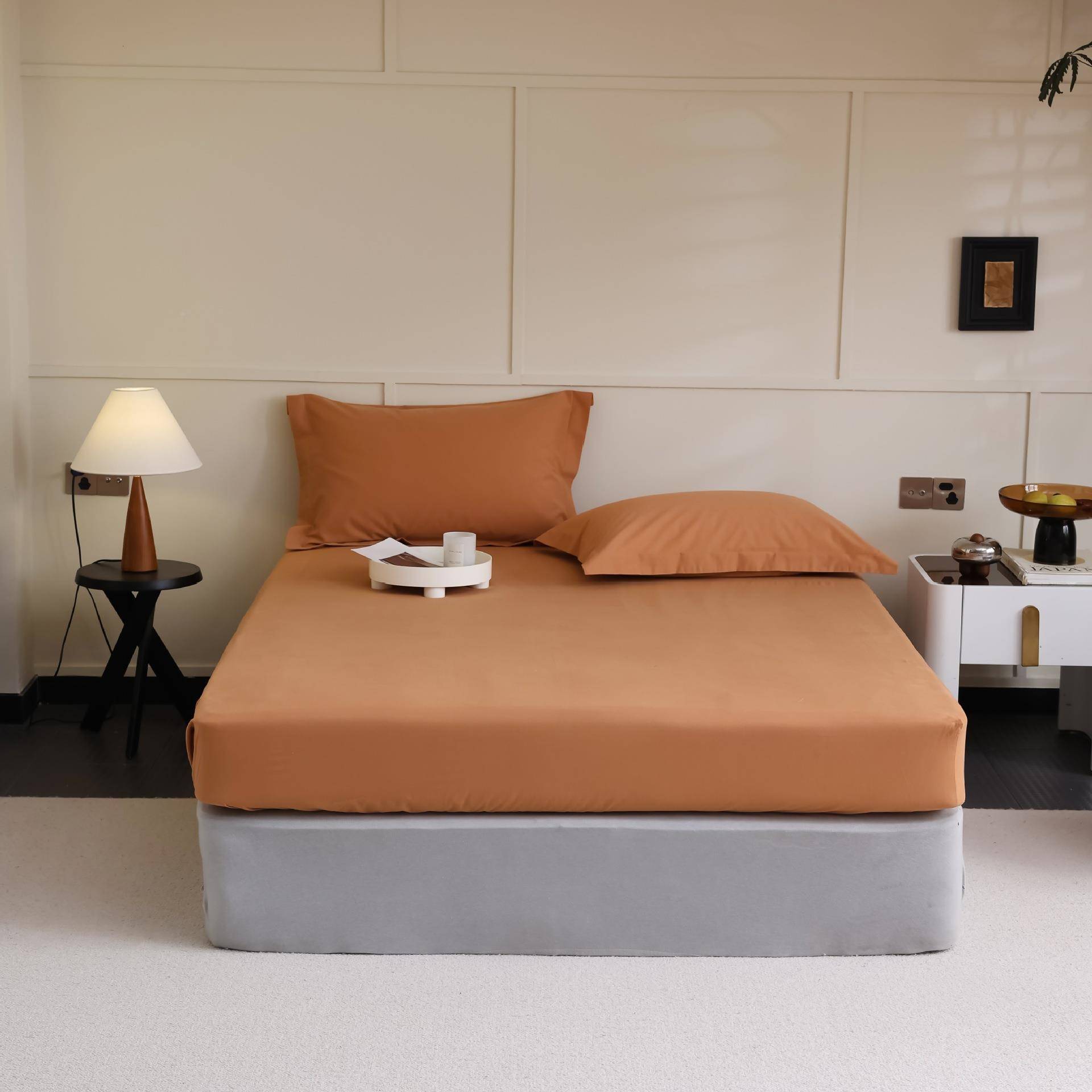 0BDK0支秋冬季全磨毛床单超柔单棉件床上1品纯用色简约保暖床笠单