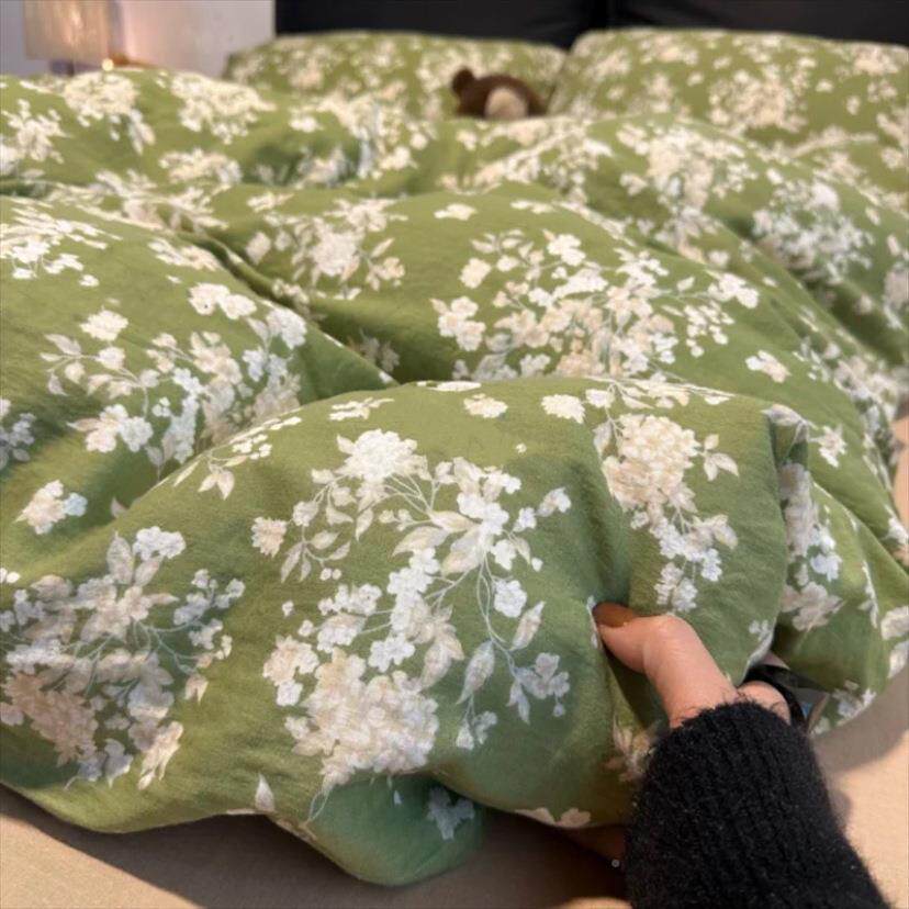 A类全爆双TZR层清纱棉件总汇母婴级纯棉双层纱床上四套小新卡通床