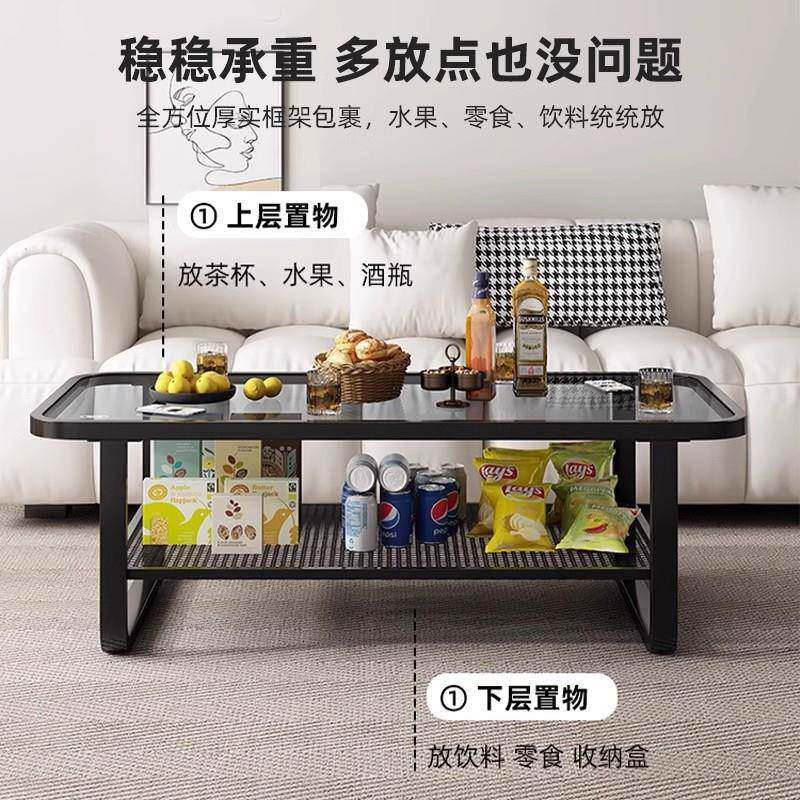 茶几客厅SBA家5用简小户型桌子202新款现代约创方形钢意化玻璃茶