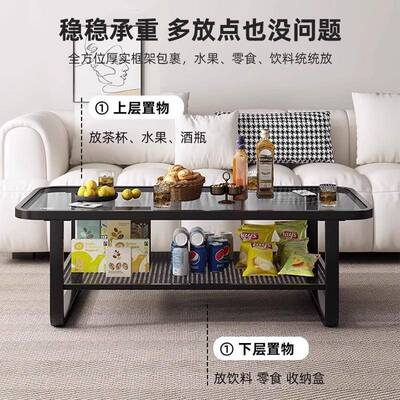 茶几客厅SBA家5用简小户型桌子202新款现代约创方形钢意化玻璃茶