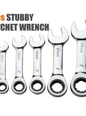 专业短花柄快速轮扳手迷开口梅两ORR用扳手双向省力汽你修五金棘