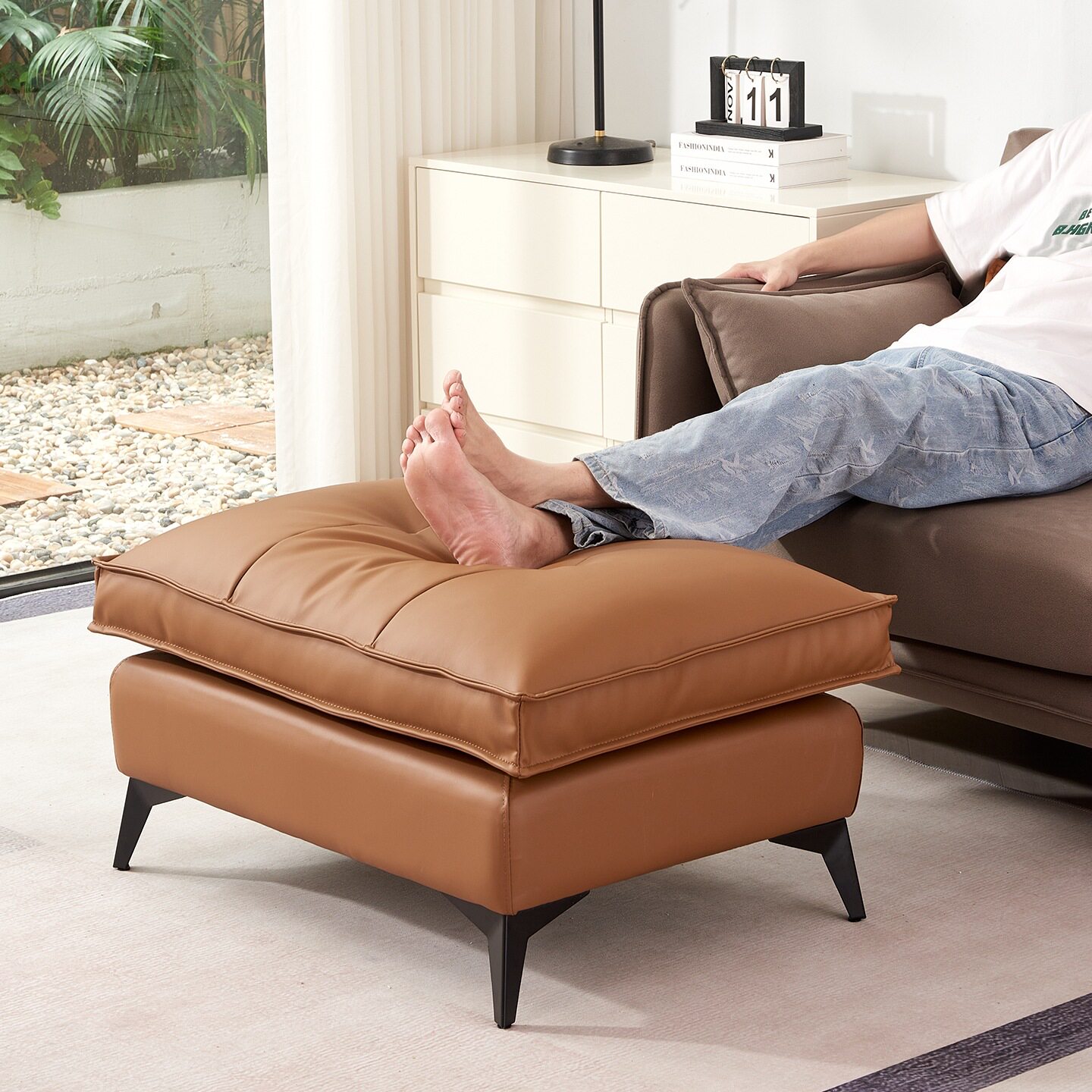 沙发脚踏凳单个轻奢家用客厅贵妃位加长搁脚凳放腿方塌沙gω