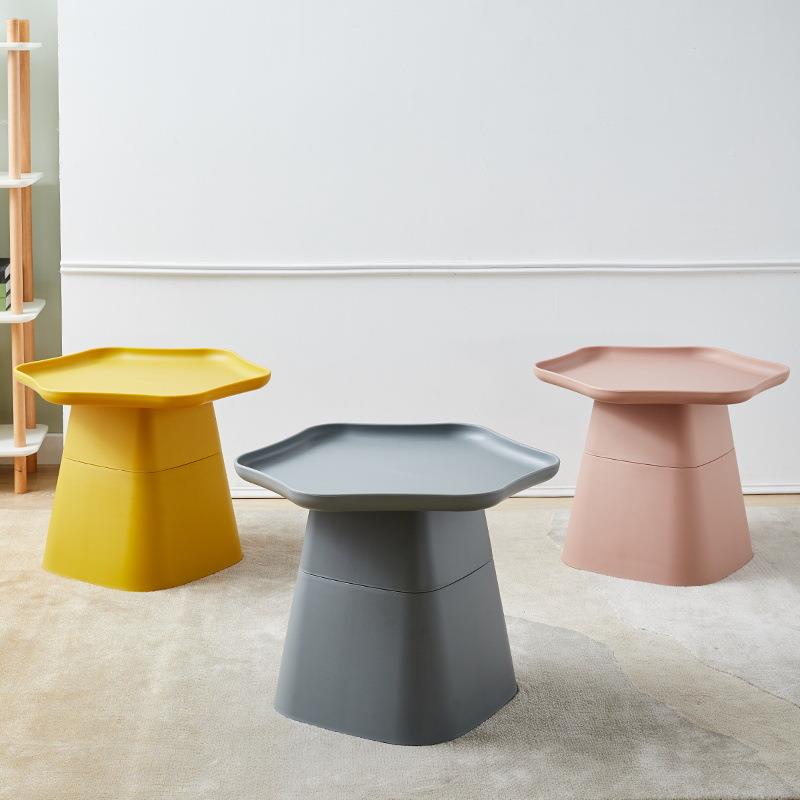 现货塑六角料边桌家用FIJ客厅盘茶台小户型桌子发茶几角果落沙边