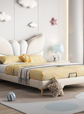 蝴蝶床公主床现24260简约床青少年儿代童男孩女孩实木床软包卡储