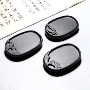 掌宝然原石砚砚台松竹天梅小楷老坑EHU砚台可中以研磨可压纸歙文